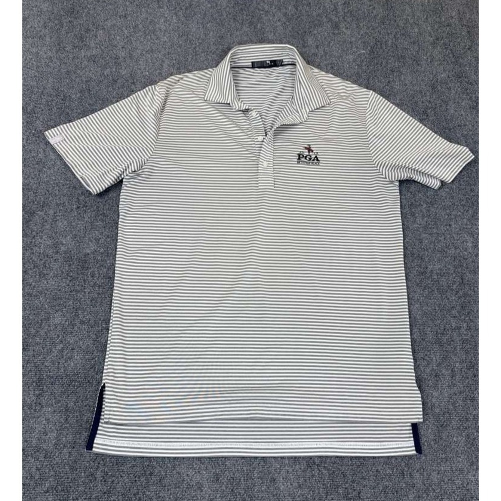 RLX Ralph Lauren Mens PGA Bethpage Black 2019 Golf Polo Shirt Gray Stripe Sz XL